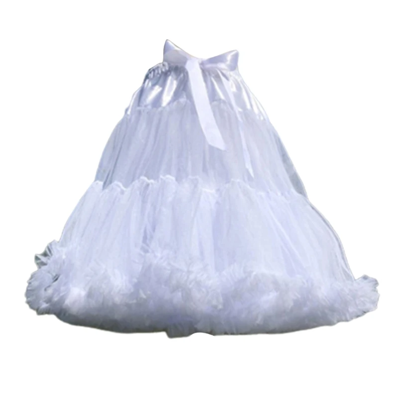 M2EA Women Lolita Tulle Petticoat with Ribbon Bow Elastic Waist Puffy Tutu Skirt Princess Ballet Dance Pettiskirts Underskirt