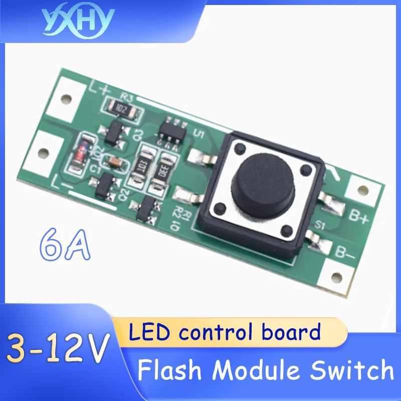 1PCS 3-12V control board, flashlight, flashlight, popping LED light, warning chip, DIY model, button, switch lights