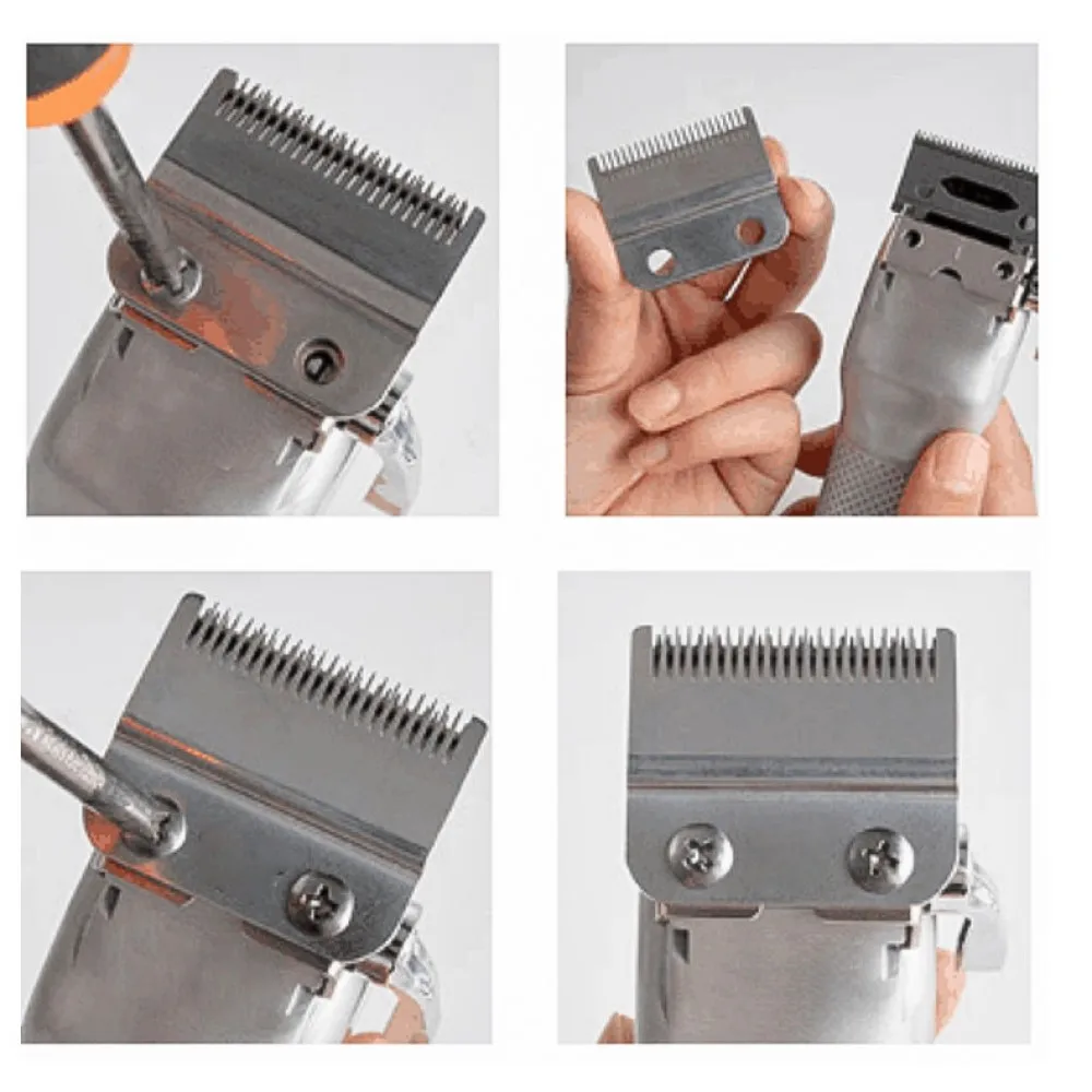 Kemei 1986เดิมที่ตัดขนใบมีดสกรูเงินทองเปลี่ยนใบมีด Trimmer เหล็กกล่องอุปกรณ์เสริมใบมีด
