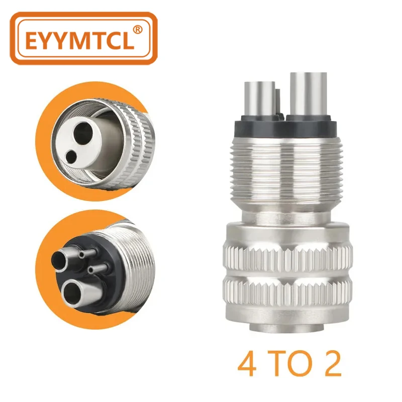 EYY Dental Turbine Handpiece Adapter 2 Hole 4 Hole Changer Connector For High Speed Handpiece Spare Parts Tool Tubing Hose