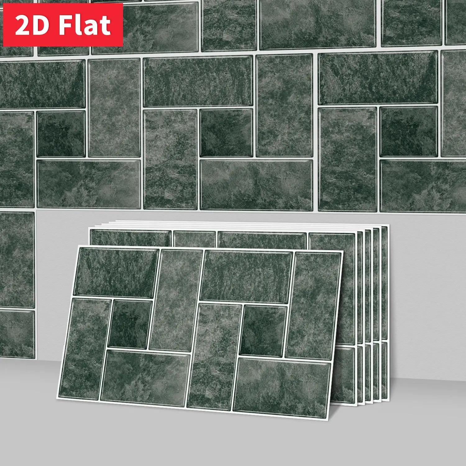 Dark Grey Square Tile Sticker 11.81x5.91 inch Peel and Stick Waterproof HD Print Living Room Wall Decal