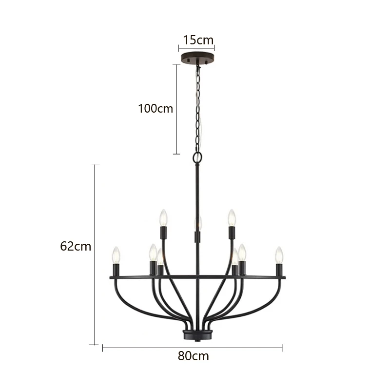 Imagem -02 - Vintage American Retro Lâmpada Pingente Lustre de Ferro Loft Industrial Sala de Jantar Quarto Branch Candle Light Cabeças