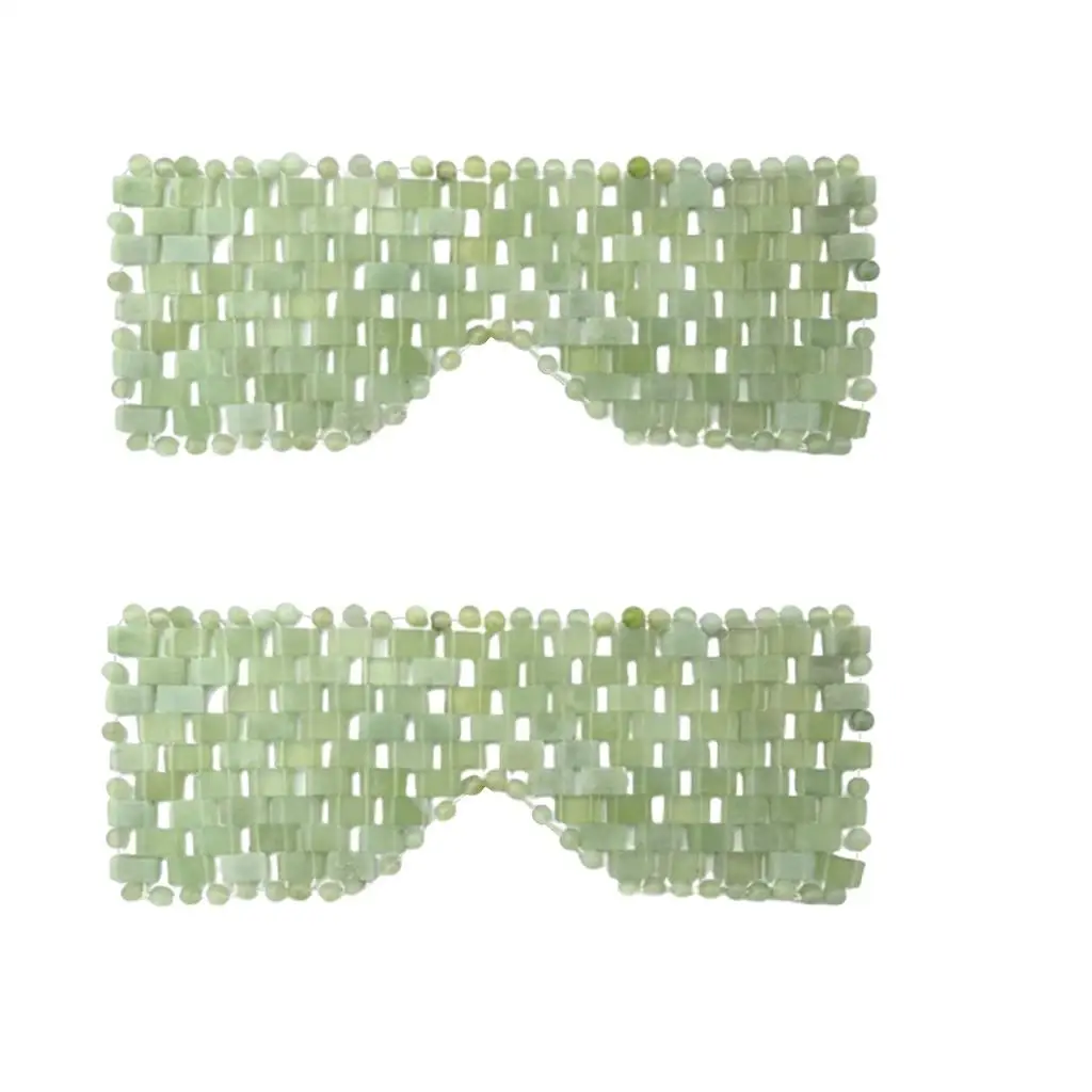 Natural Jade Eye Mask Cold Therapy Beaded Eye Mask Anti Aging Face Massager for Sleep and Dark Circles