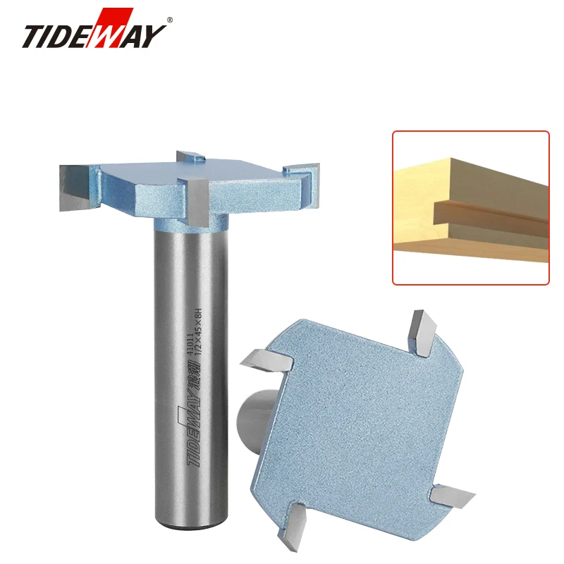 

Фреза с Т-образным пазом Tideway 1/2 дюйма, 4 зубца, карбид вольфрама, легированная сталь, деревообрабатывающий фрезерный станок для твердого дерева, МДФ, инструмент с ЧПУ