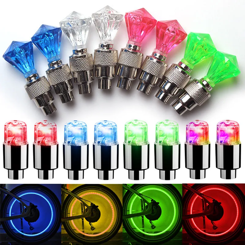 2Pcs Bicycle Valve Light LED Bike Wheel Light Tire Valve Cap Neon Lamp Waterproof Tyre Wheel Valve Caps Auto Accessories