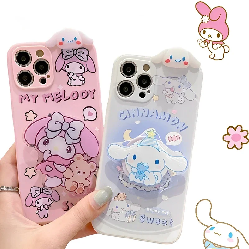 

Kawaii Sanrio Cinnamoroll Samsung Galaxy S23 S22 S21 Case with Stand Girl Cartoon My Melody Phone Shell for Samsung M53 M52 M33