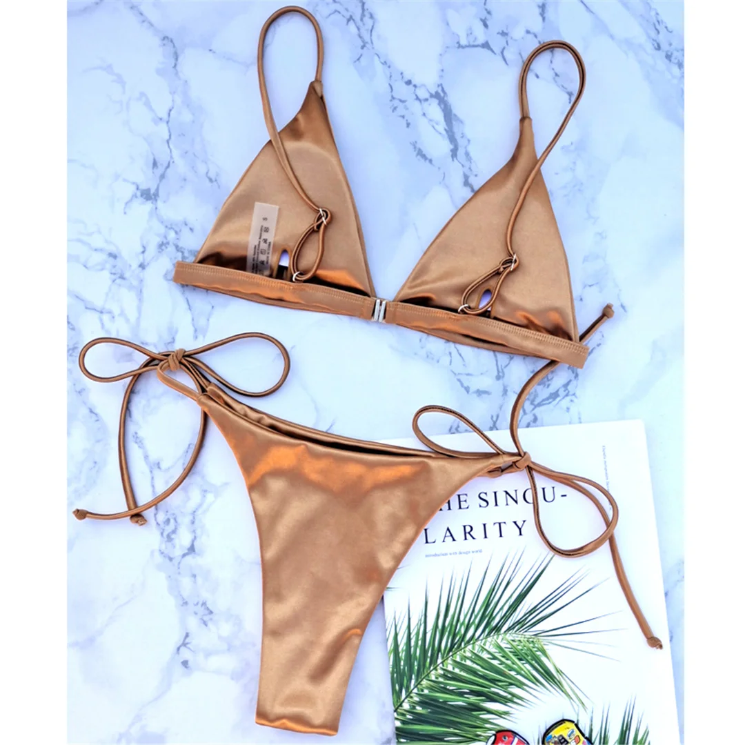5 Farben Satin High-Leg-Cut Brasilianisches Zweiteiler-Bikini-Set Bikini Damen-Badeanzug Badebekleidung Frauen-Badebekleidung Bather Swim V4964 – Detail 28