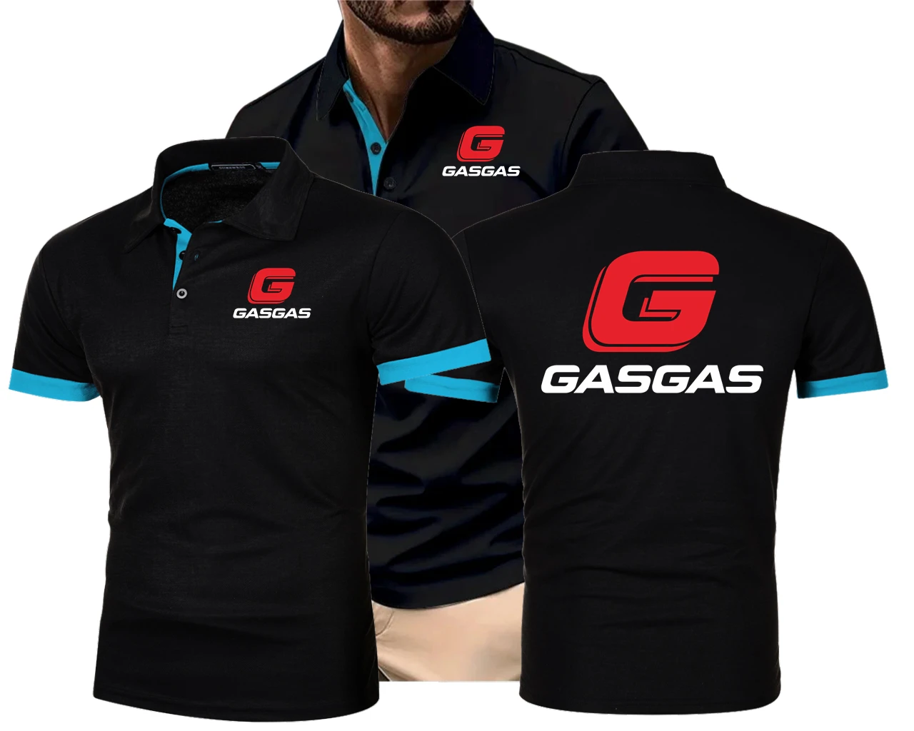 Man's Motorcycles GasGas Logo Summer Men Polo Shirt Lapel Oversize Solid Color F1 Polos Shirts Breathable Sport Golf Polo Shirts