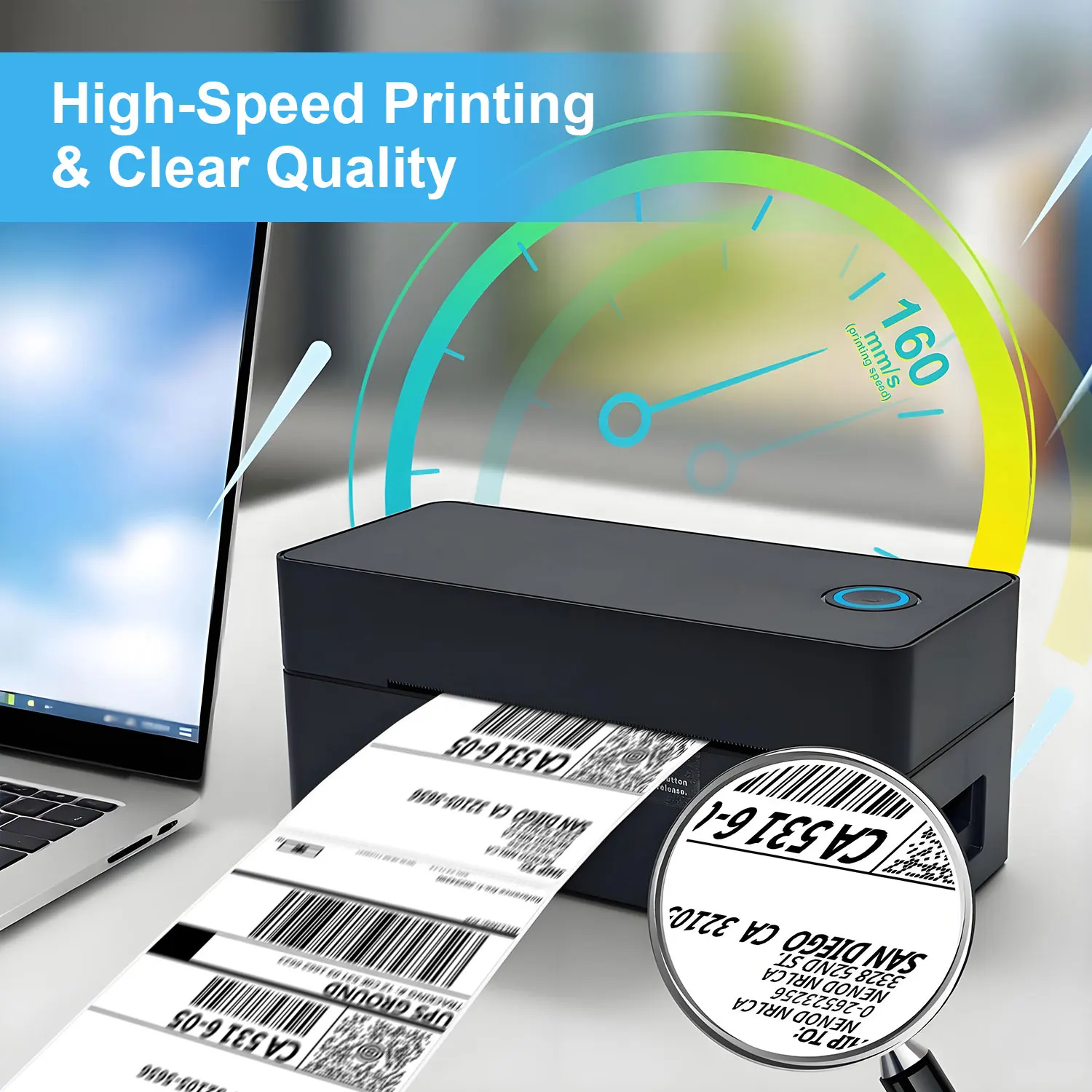 Portable Inkless 4 X 6 Inch Thermal Shipping Label Printer Bluetooth Printing Machine For E-commerce Package Mailing
