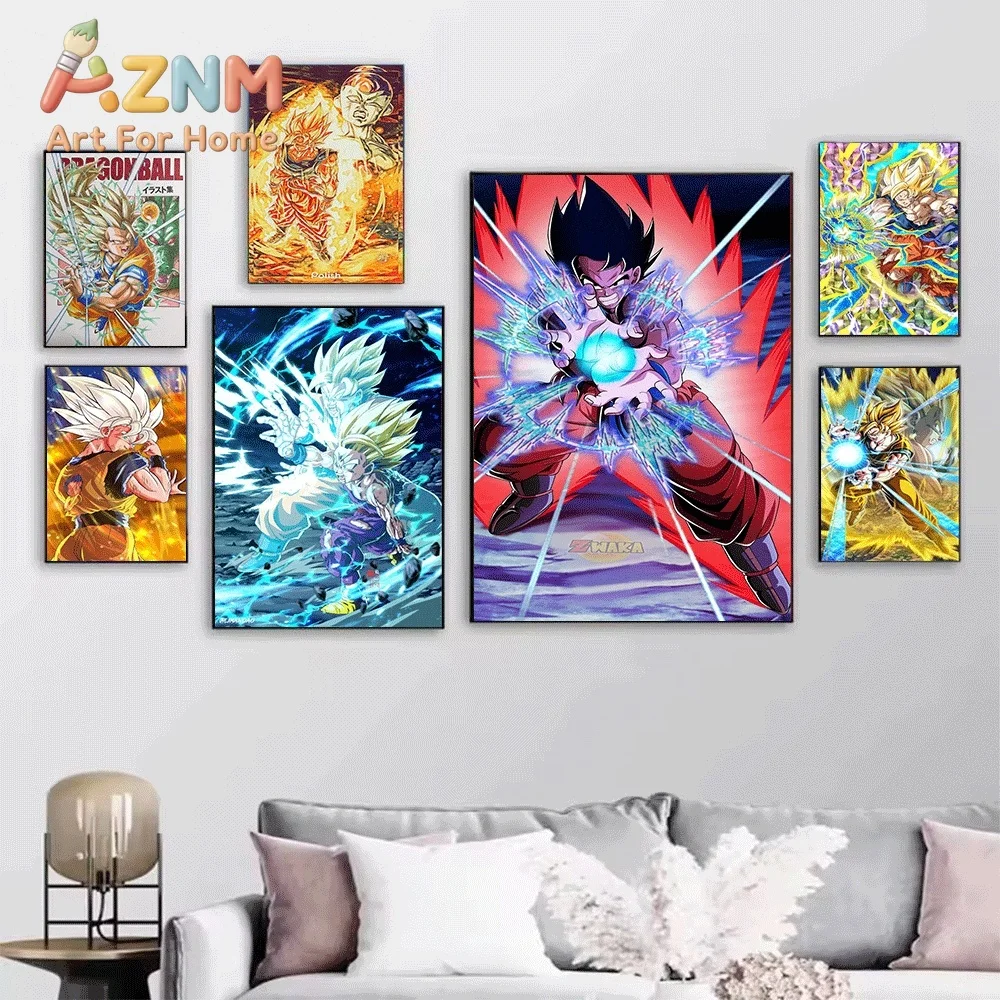 Dragon Ball Z Goku Gohan Goten Family Super Saiyan Anime Canvas Wall Art Unframed Single Print Home Decor Poster Bedroom Gift