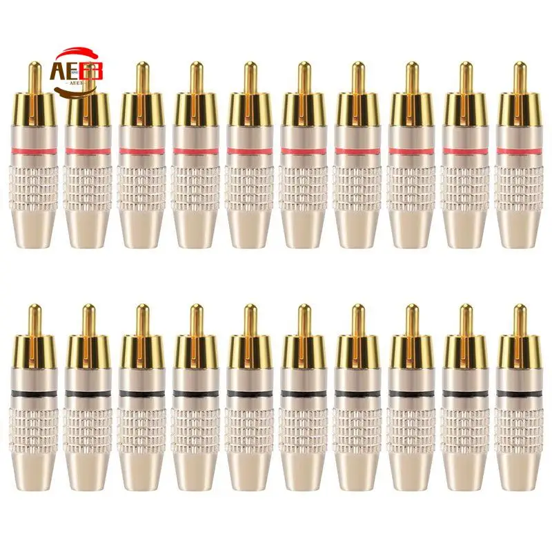 AEE3-20 Pcs RCA Plug Audio Video Locking Cable Connector Gold Plated