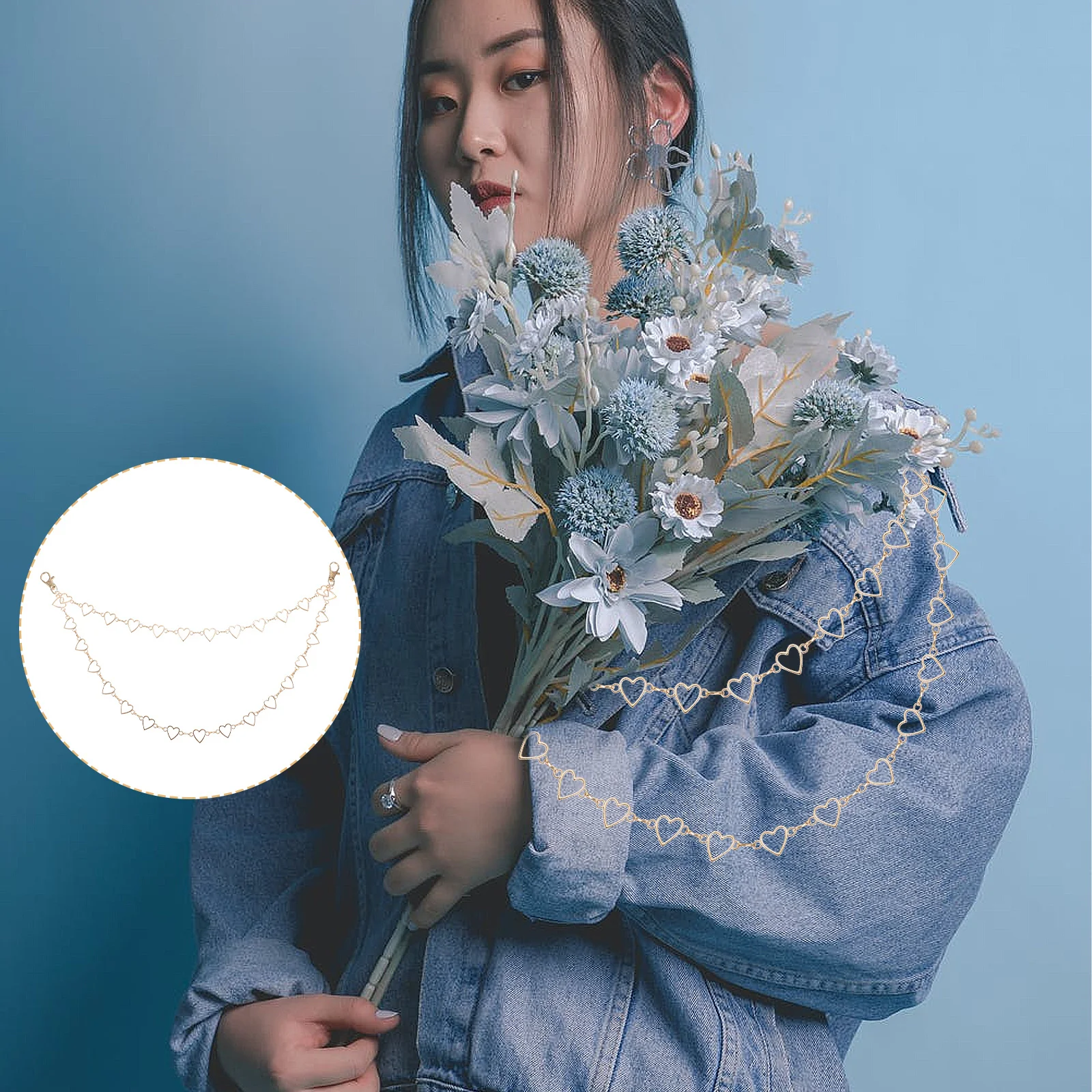 

1Pcs Alloy Peach Heart Body Chain Multilayer Jeans Chain Fashion Accessory Shining Eyecatching Clothing Accessories