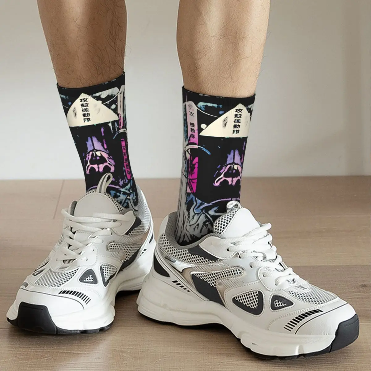 Chaussette de paupières de compression drôle d'élan pour hommes, Hip Hop, Harajuku mesurost in the Shell, motif imprimé de qualité heureuse, chaussettes d'équipage pour garçons