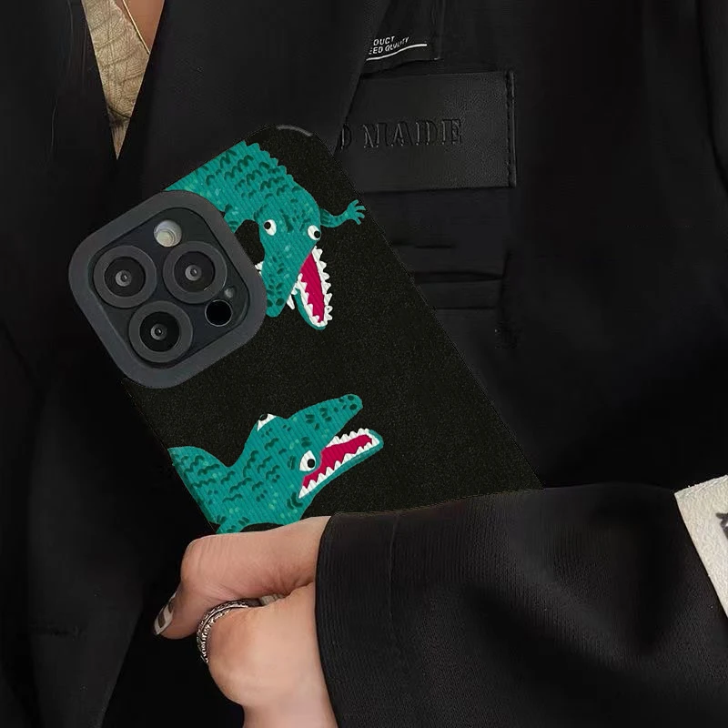 Cute Cartoon Crocodile Phone Case for Iphone 11 Pro Max 12 13 Iphone 14 Pro Max Iphone 15 Pro Max Case