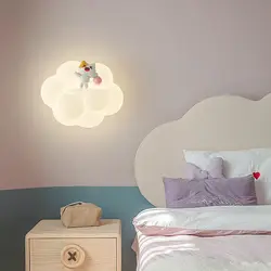 Bear Cat Monkey Animal Wall Lamps PE Sconces White Cloud Light Children Bedside Wall Lights for Nursery Room Kids Baby Girl Boy