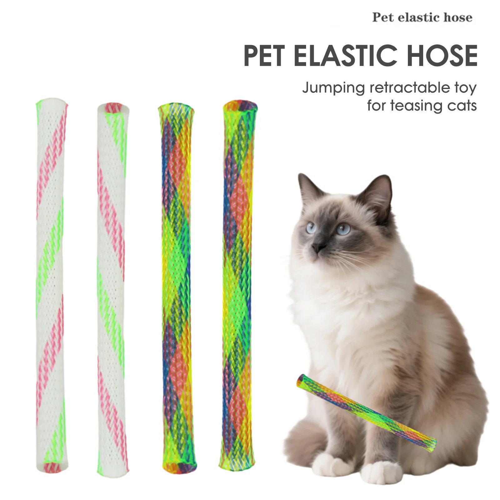 5Pcs Cat Spring Toy Stick Freely Folding Spring Shape Multi-color Cat Bouncing Kitten Toys Indoor Cats Scratching And Biting