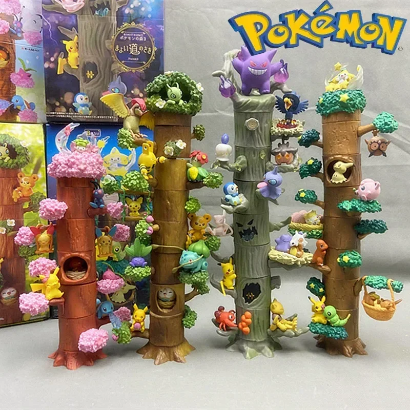 

8 Style Pokemon Figure Toy Tree Stump Anime Figure Halloween Gengar Pocket Monster Pikachu Forest Figurine Model Ornaments Gifts