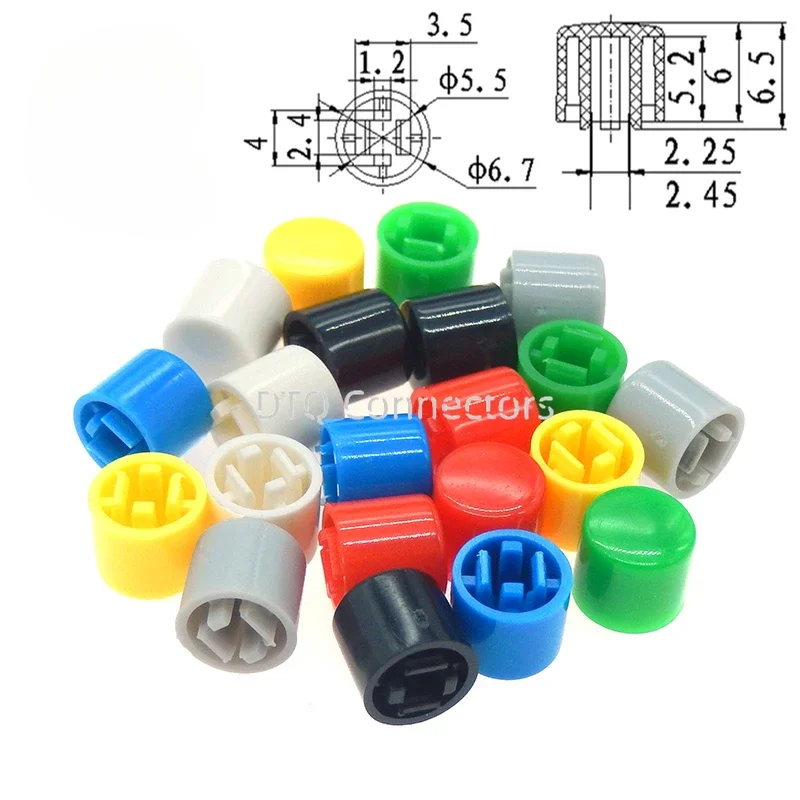 100pcs A111 Square Pole Tact Switch Plastic Micro Momentary Switch Button Caps Push Key Caps Size 6.7*6.5mm for 6*6*7.3MM Button