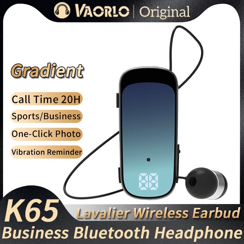 K65 Gradient Color Wireless Headphone Lavalier Business Call/Music 20H Vibration Reminder One-Click Photo Bluetooth 5.2 Headsets