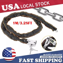 3.28FT Heavy Duty Motorcycle Bike Bicycle Chain Lock Anti-theft Padlock Security