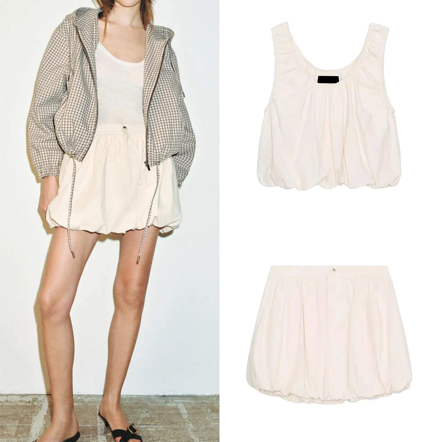 

Spring 2026 Women's Fashion Sleeveless round Neck Two-Piece Set High Waist Short Length Color Top And Skirt Ensemble