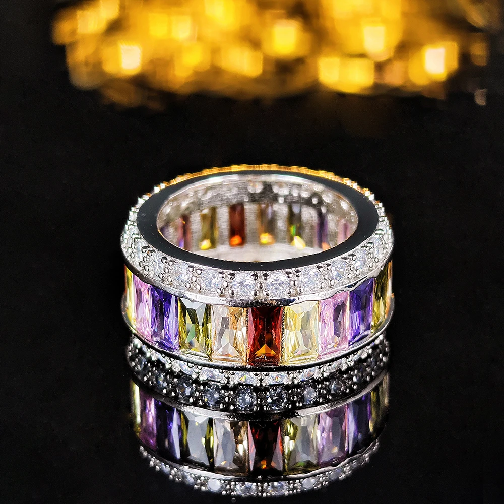 Bunte kubische Zirkon Hochzeit Ewigkeit Band Ring für Frauen Modeschmuck Valentinstag Geschenk