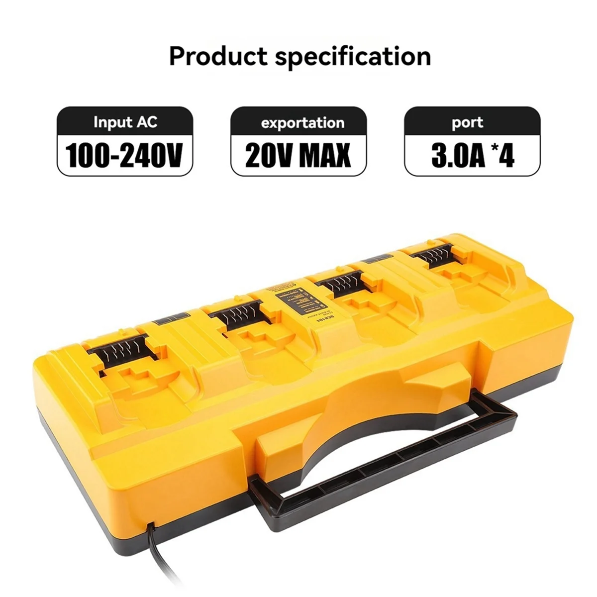 Portable 4-Slot Charger DCB104 Replacement Charger for 20V Compatible with Multiple Batteries UK Plug