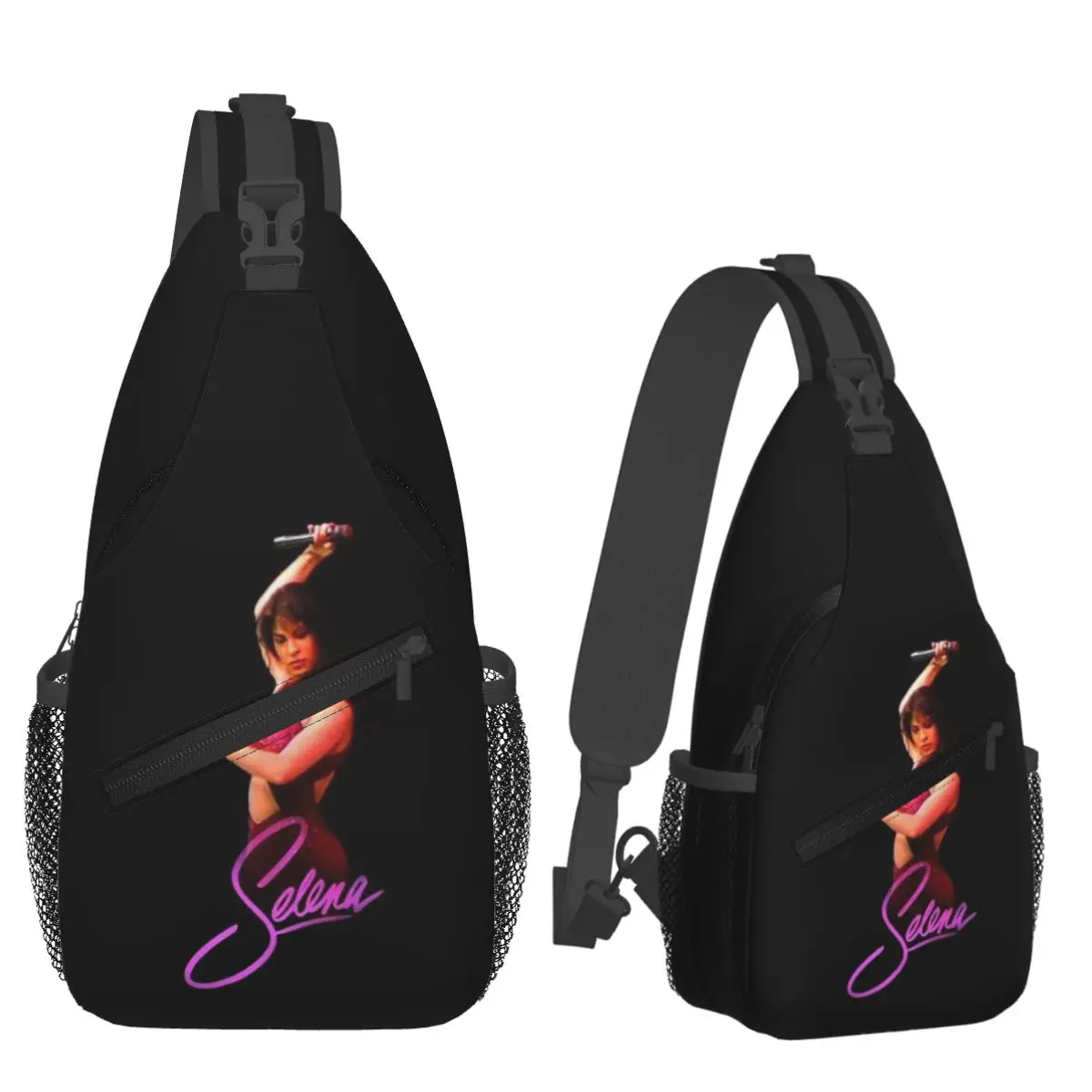 Popular Selena Quintanilla Singer Chest Bag Men Sling Crossbody Backpack Chest Bag Traveling Hiking Daypack Shoulder Bag