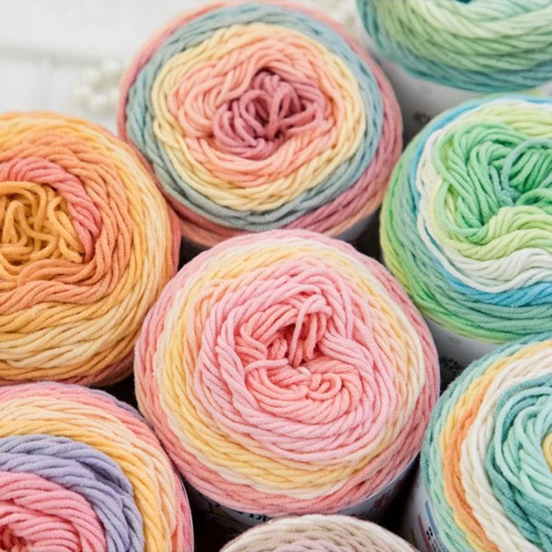 3-Pack 300g/10.58oz Soft & Durable Multicolor Dyed Gradient Cotton Acrylic Blend Yarn for Knitting, Crocheting Sweaters, Scarfs