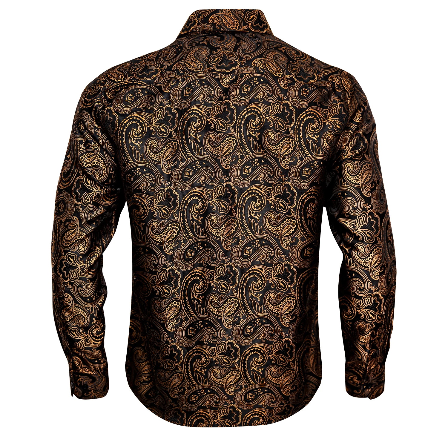 Gold Paisley Bright Shirts Men Autumn Long Sleeve Casual Flower Shirts For Men Designer Fit Dress Shirts BCY-07