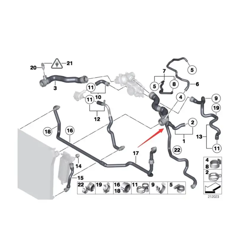 Sostituzione del tubo superiore del serbatoio dell'acqua per Rolls-Royce Ghost RR4 WRAITH DAWN modello 17127604913