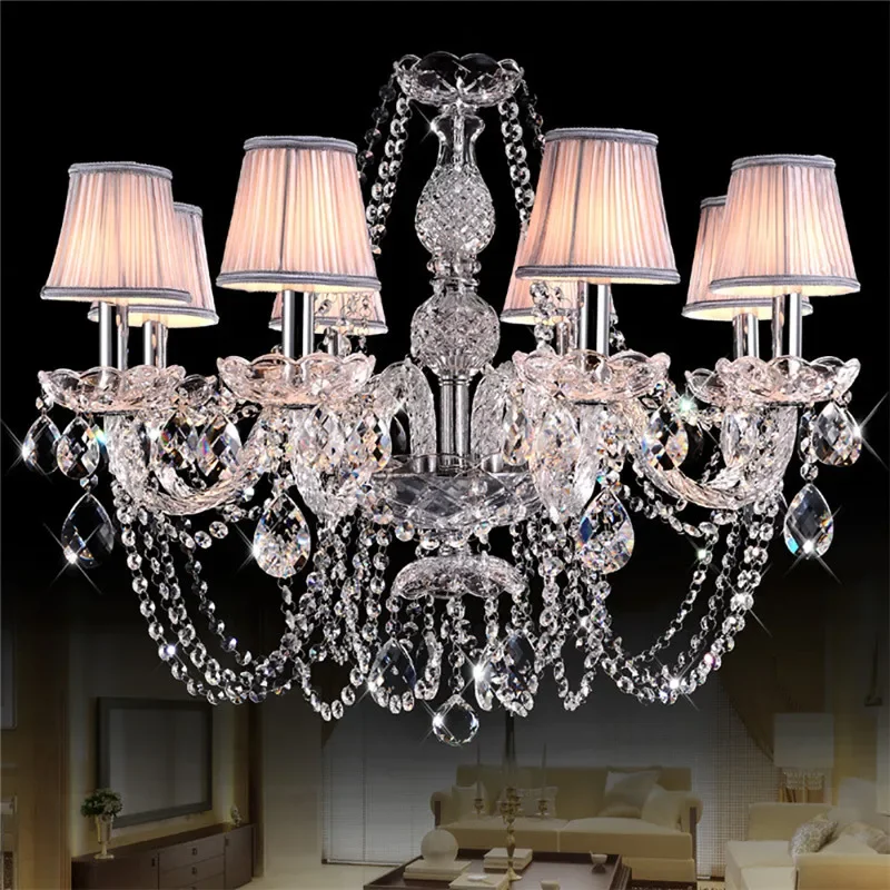 TEMOU European Luxury Crystal Pendent Lamp Living Room Restaurant Bedroom Villa Hotel Clothing Store Beauty Salon Chandelier