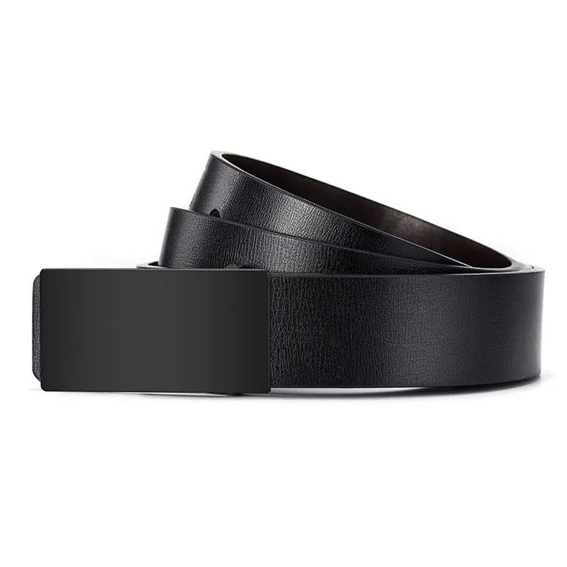 Cinture da uomo di vendita calda fibbia liscia cinture da uomo in pelle PU di alta qualità Jeans Casual da lavoro cintura nera 3.3cm Ceinture