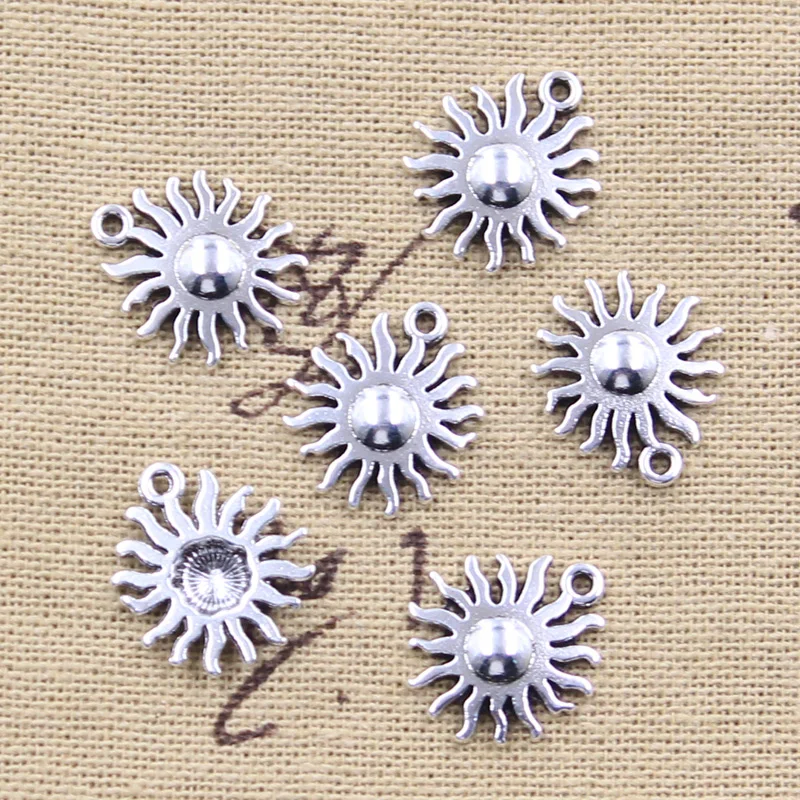 

30pcs Charms Sun Sunshine 17x15mm Antique Silver Color Pendants DIY Crafts Making Findings Handmade Tibetan Jewelry