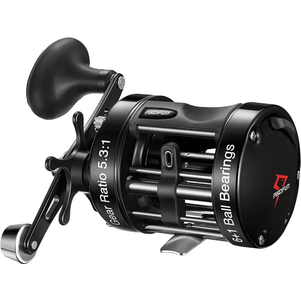 

Baitcasting Fishing Reel, Reinforced Metal Body Round Baitcaster Reel, Smooth Powerful Saltwater Inshore Surf Trolling Reel