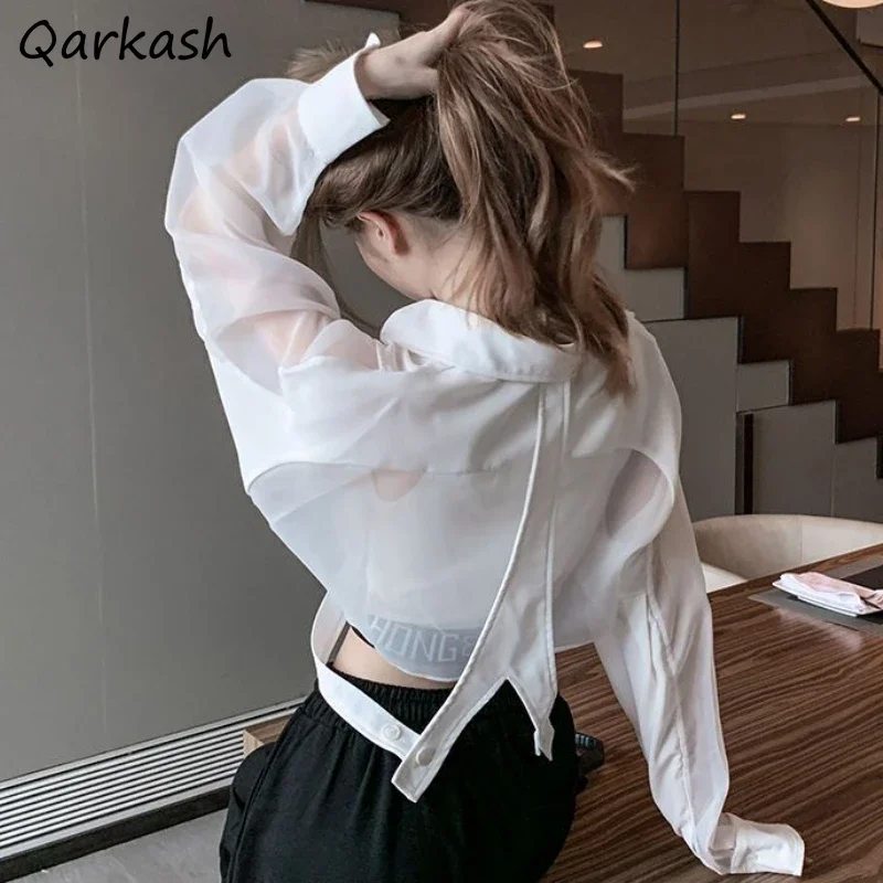 Shirts Women Mature Y2k Crop Tops Fashion Sun-proof Streetwear Casual Mujer Sexy Personality All-match Clothing European Style