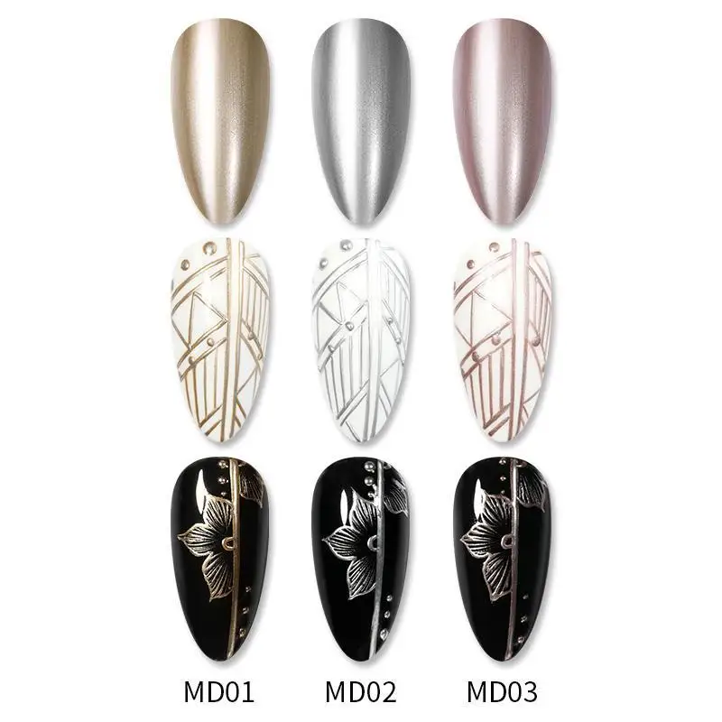 BORN PRETTY Metallic Painting Gel Chrome Gold Silver Mirror Effect Nail Polish Super Bright Drawing Line French Nail Art Varnish