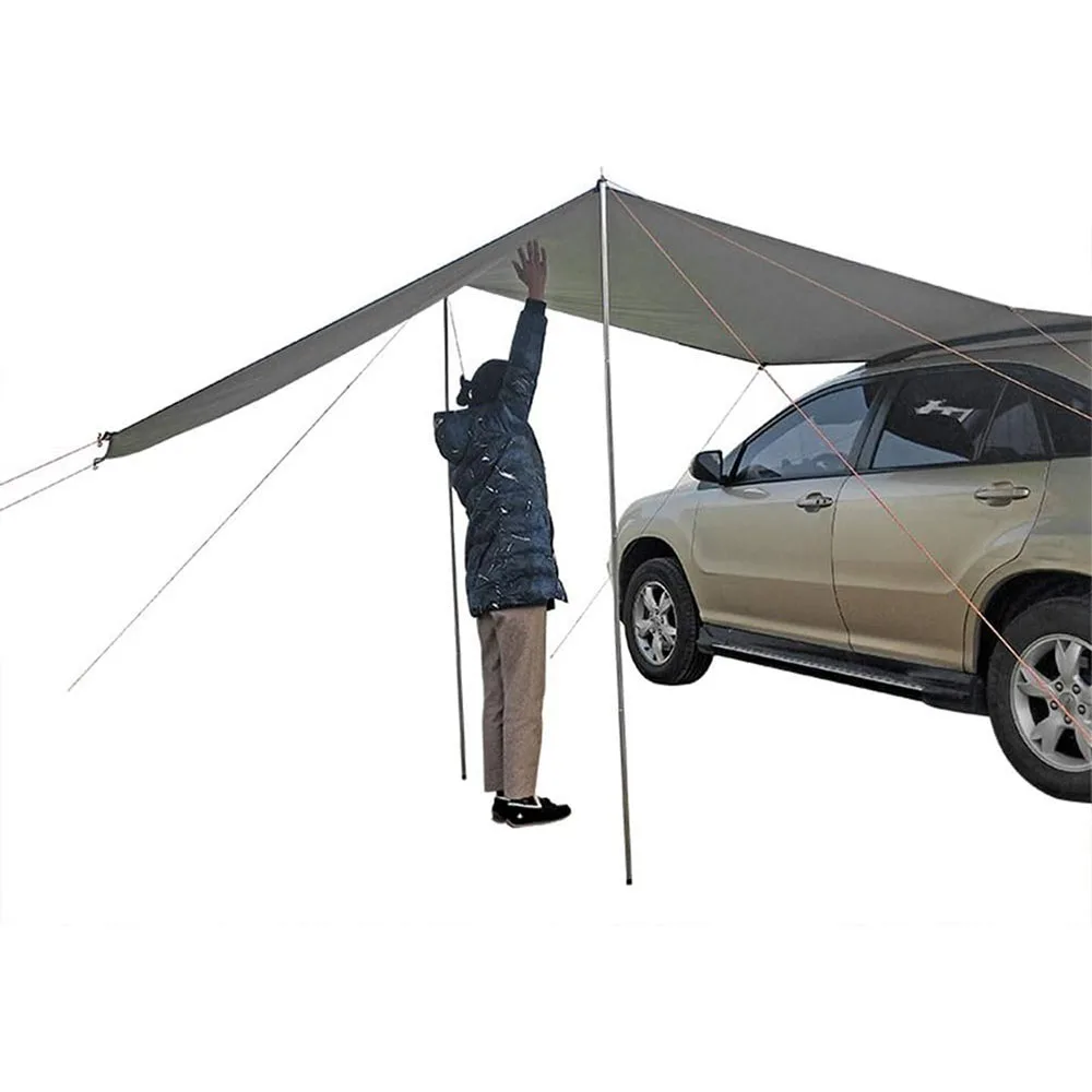 Multifunctional Portable Camper Trailer Tent Roof Top Car Shelter, 3-4 People Ultra-Light Awning Anti-Sun and Rainproof Pergola