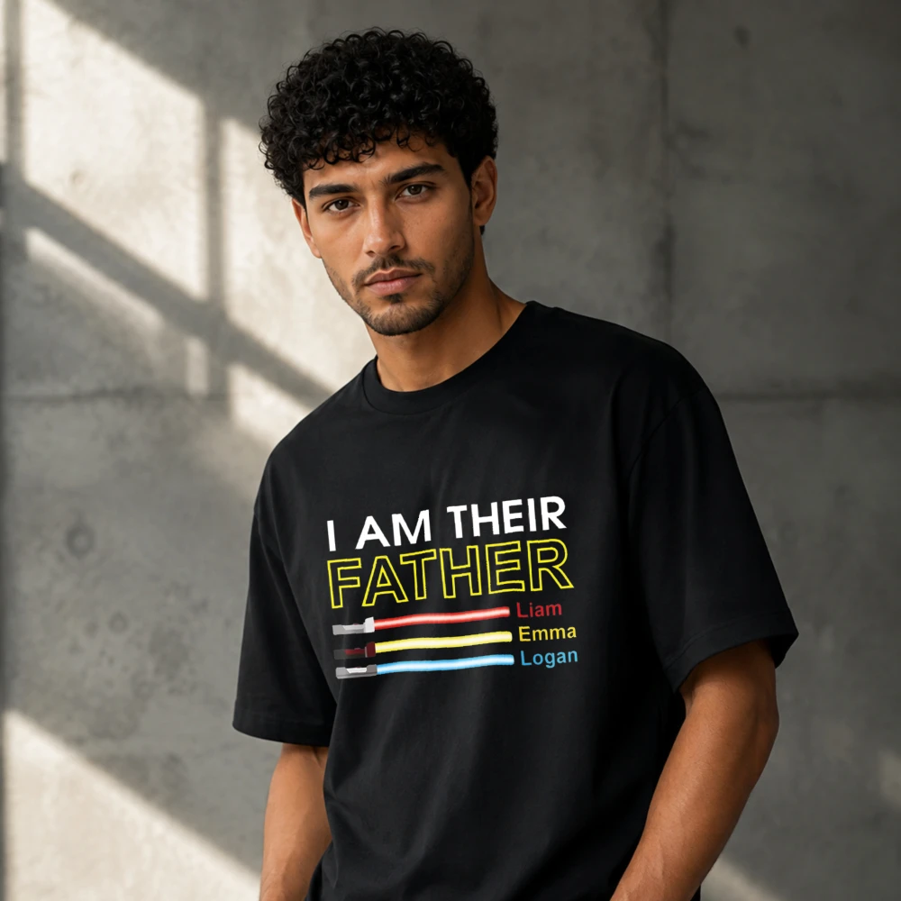 Personalized I Am Your Their Father Shirt, Dad Gift, Custom Stars Tshirts for Daddy Fathers Day & Birthday Present Christmas