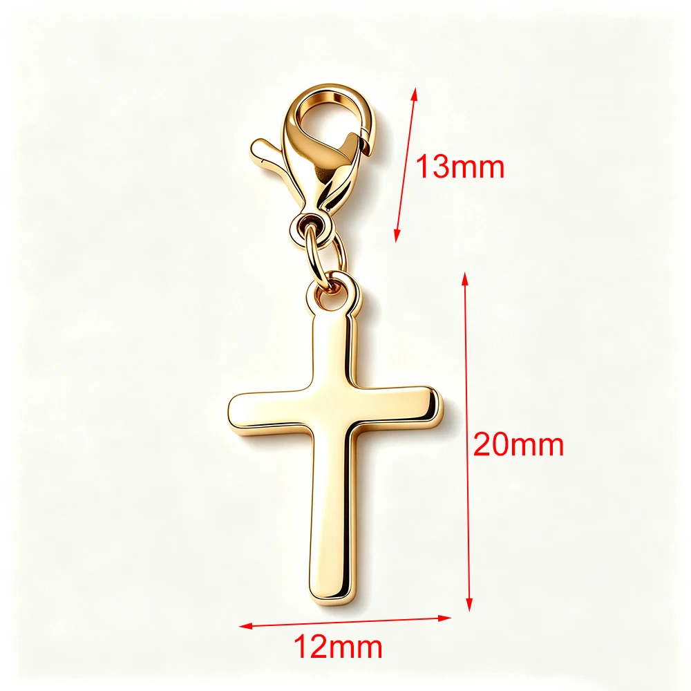 Fnixtar 10pcs Stainless Steel Cross Key Rings DIY Religion Charms Pendant Keychain Jewelry Gift Accessories