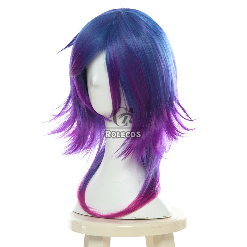 ROLECOS Synthetisch haar Spel LOL Neeko Cosplay Pruiken Neeko Cosplay Haar Rollenspel Halloween Blauw Gemengd Paars Pruik Synthetisch haar