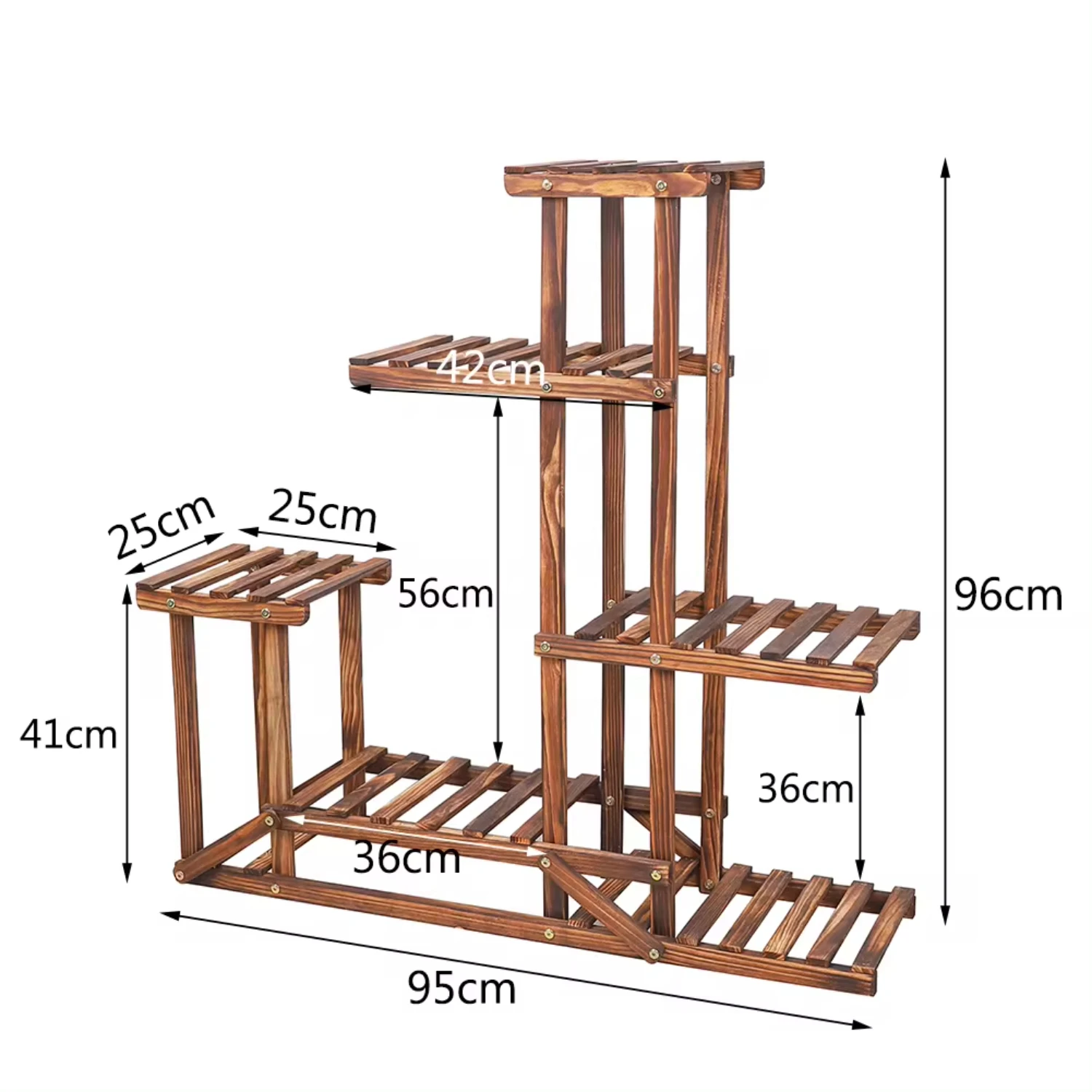 6 Tiered Wood Plant Flower Stand Shelf Planter Pots Shelves Rack Holder Display  Multiple Plants Indoor Outdoor Garden Patio