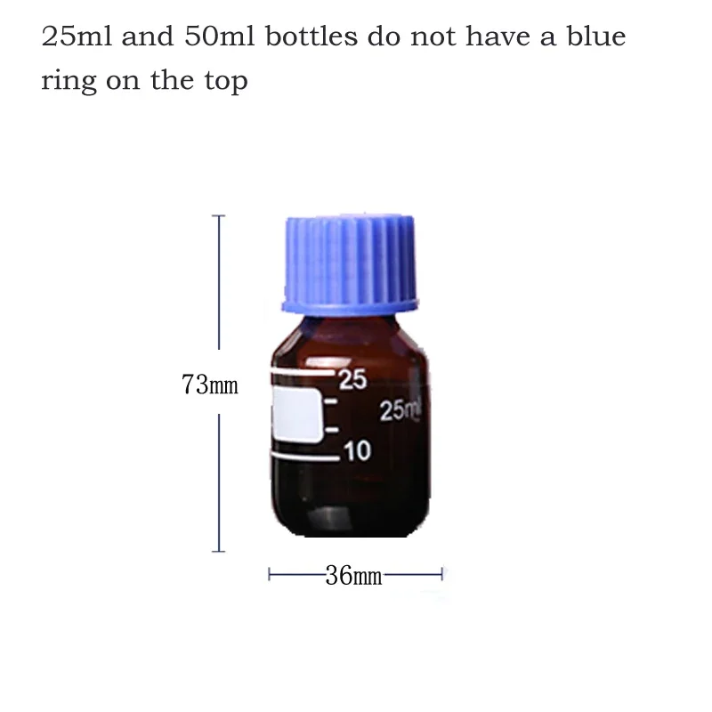 1Pcs 25ml-1000ml Non-High Borosilicon Round Glass Media Storage Bottles Lab Bottle w/ Blue GL45 Screw Caps For Liquids Reagent