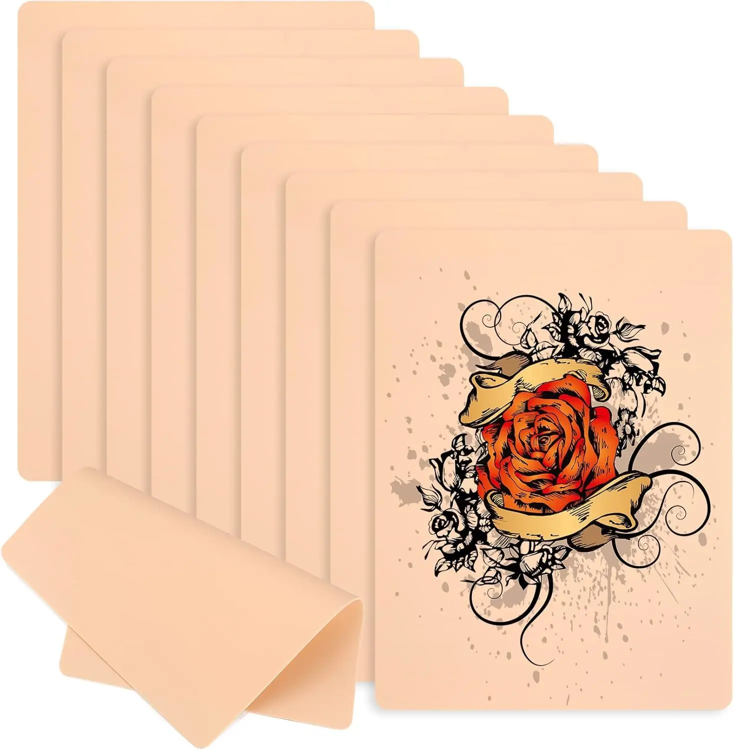 

10pc Double-Sided Tattoo Practice Skin - 7.6"x5.6" for Microblading & Tattoo Artists