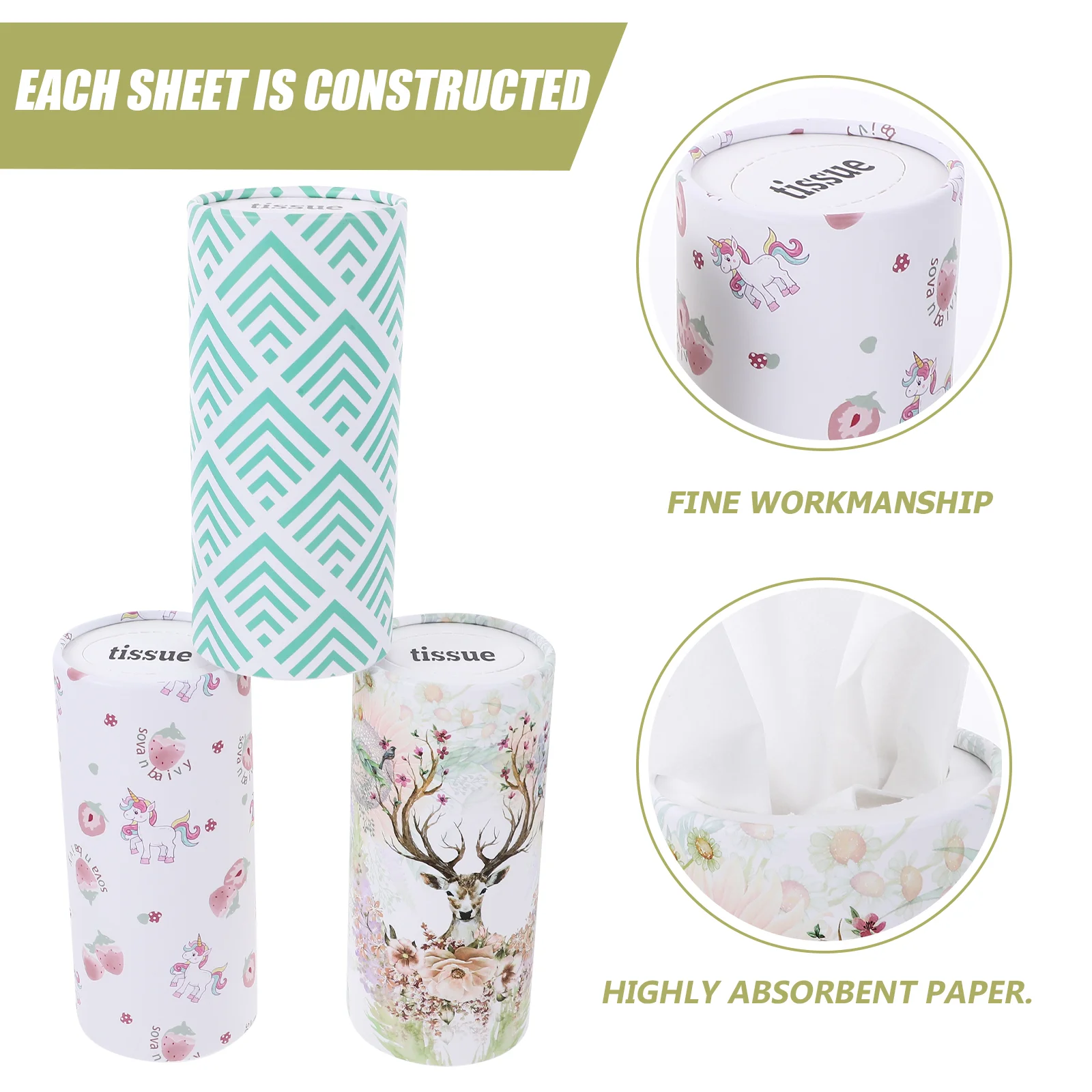 3 Pcs Cylinder Pumping Paper Car Visor Tissue Tissues with Lotion Automotive Convenient Facial Supply Wet Wipes Travel
