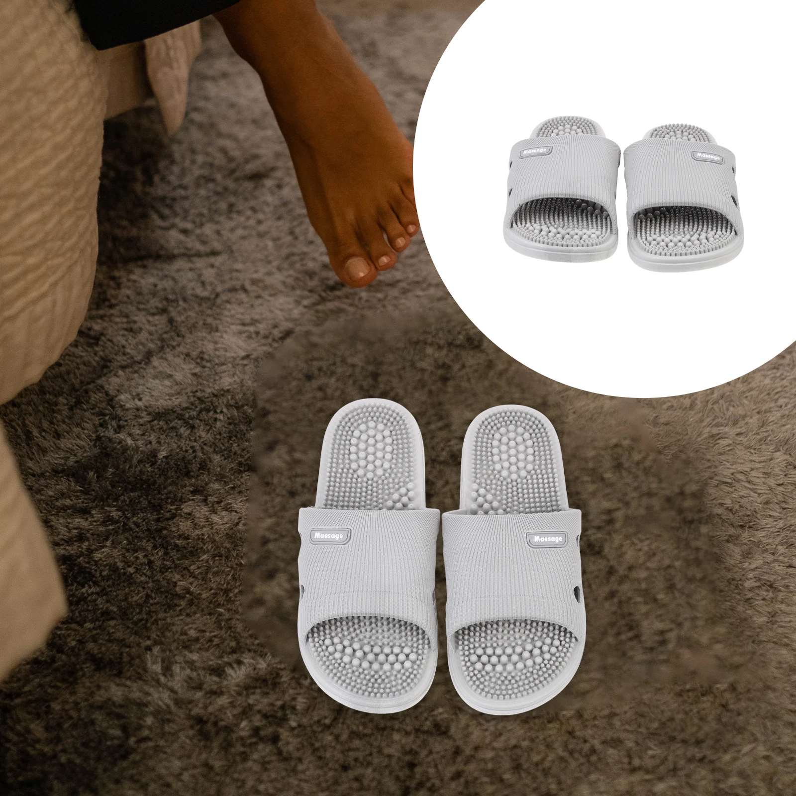 

Summer Anti Slip Cool Sandals Size 44-45 Gray Random Color Difference PVC Sole Couple Indoor Use Household Breathable Slippers
