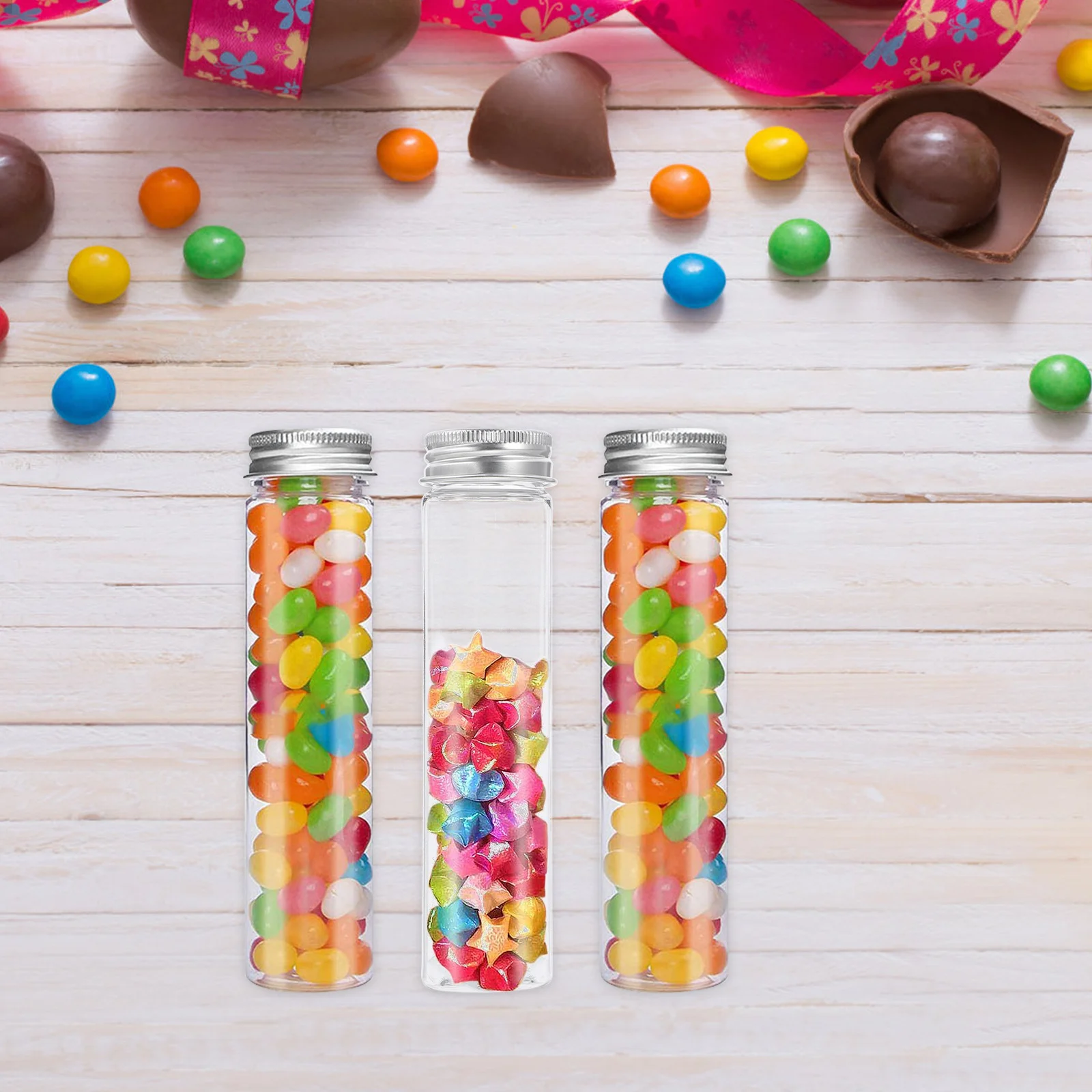 

10Pcs Flat Bottom Test Tubes Clear Pet Plastic with Aluminum Screw Caps Leak Proof Portable Sample Lotion Gel Travel