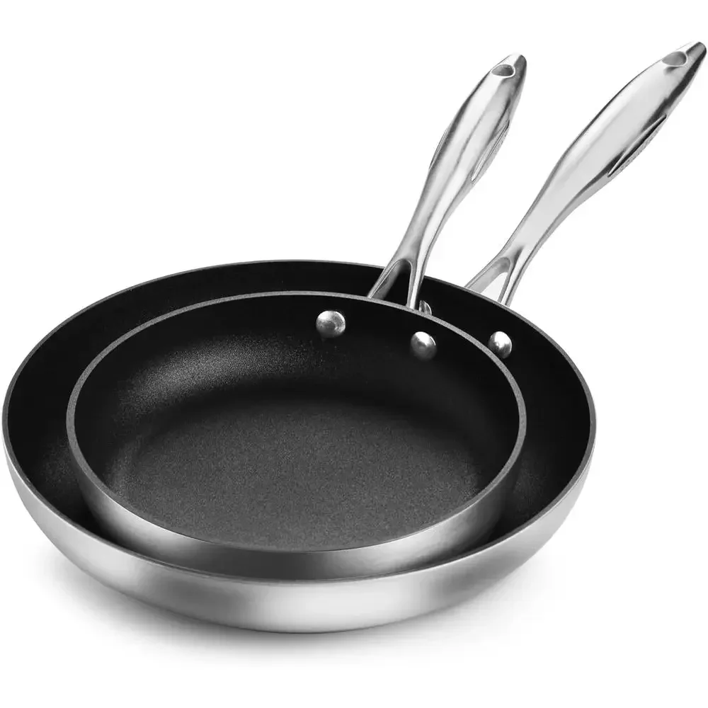 5-Ply Stainless Steel Nonstick Skillet Set with 8 and 10.25 Fry Pans