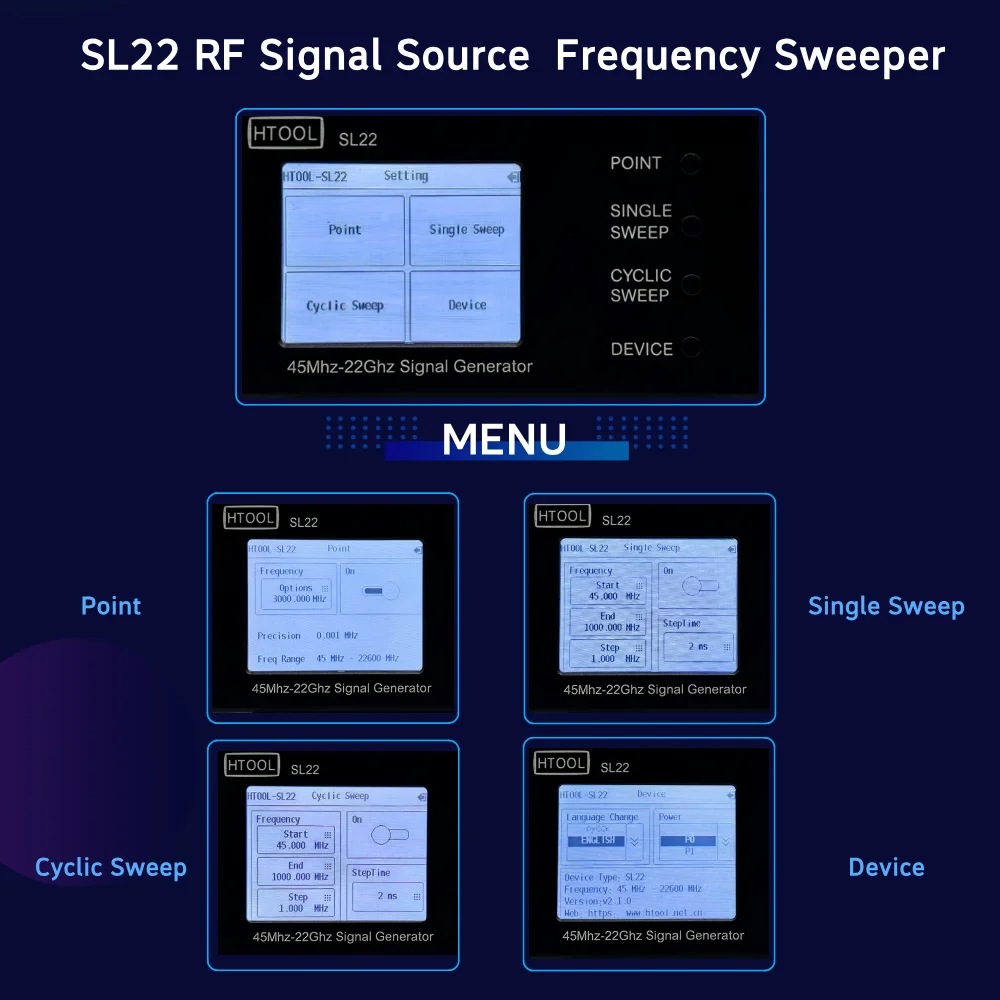 HTOOL LMX2820 SL22 RF Signal Source 45MHz-22GHz Swept High Frequency Low Frequency Sine Wave Signal Generator Джерело с