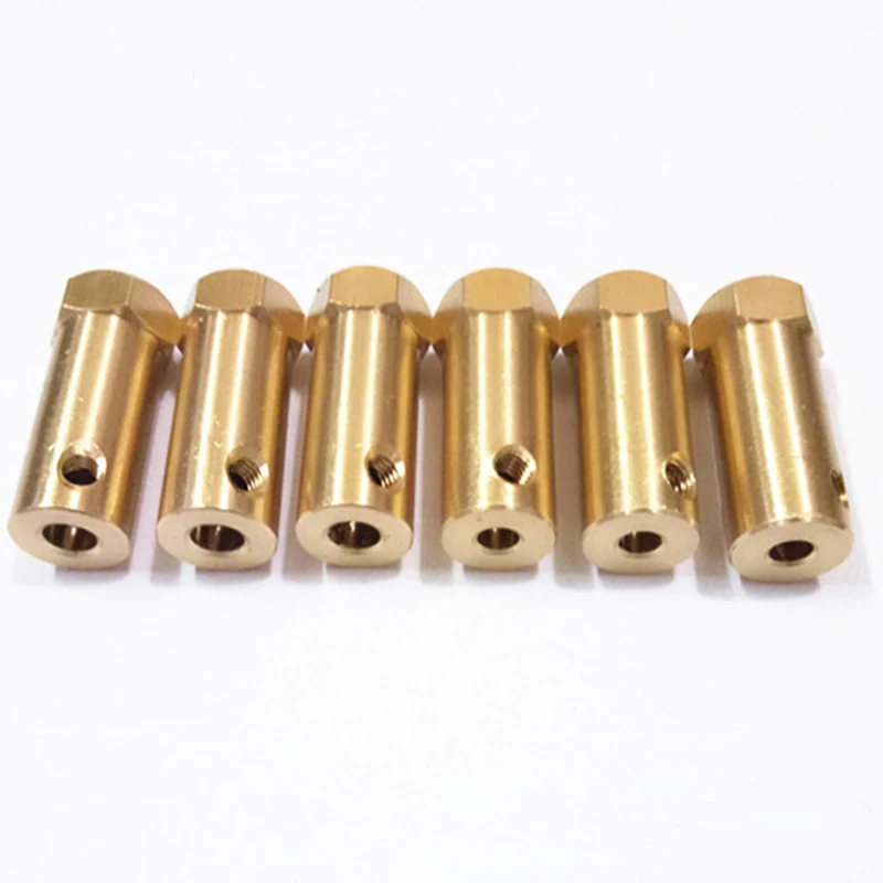 1Pcs Rigid Motor Shaft Coupling 3/4/5/6/7/8mm Brass Hexagonal Shaft Coupling Bushings With Screws Wrench Tire Connector
